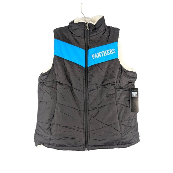 NFL Carolina Panthers Vest Womens Medium Reversible Sherpa NWT - Picture 1 of 7